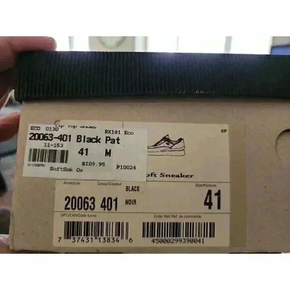 ECCO Soft Pxford Sneakers Sz US 8-8.5 (EU 41) New WithouBox Patent Leather Black - Picture 9 of 9